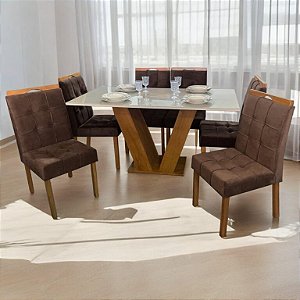 Mesa Classic 160x80 c/ 6 cadeiras madeira maciça