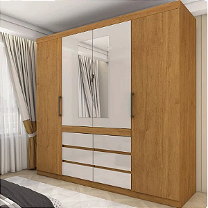 Roupeiro Guarda-Roupa Império 4P6G c/ espelho 2m