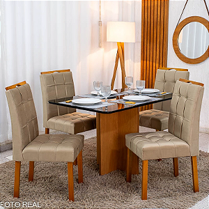 Mesa de Jantar Moscou 120x80 c/ 4 Cadeiras Madeira Maciça