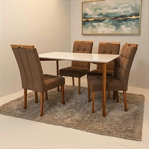 Mesa de Jantar Ravena 120x80 + 4 Cadeiras Madeira Maciça