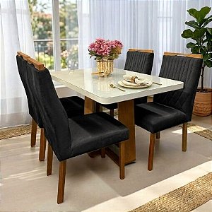 Mesa de Jantar Sintonia 120x80 + 4 Cadeiras Madeira Maciça