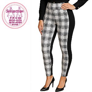 Calça feminina com bolsos preta e xadrez. do P ao plus 64/6.Tecido gramatura alta