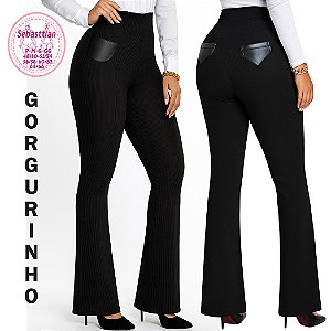 Calça social preta bolsos, Tam. P ao Plus Size 64/66, bolsos atrás, gorgurinho e cirrê