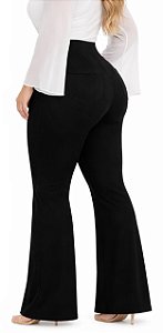 Calça social preta bolsos frente e atrás, Tam. P ao Plus Size 64/66, tecido gorgurinho