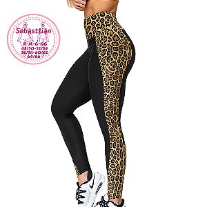 Calça legging montaria onça, do P ao Plus Size 64/66, cintura alta, tecido suplex