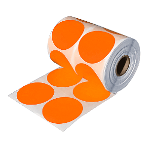 Rolo Etiqueta Bolinha Laranja 50X50mm Couchê Adesiva 585UN (31M)