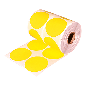 Rolo Etiqueta Bolinha Amarela 50X50mm Couchê Adesiva 585UN (31M)