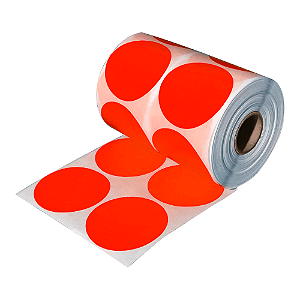 Rolo Etiqueta Bolinha Vermelha 50X50mm Couchê Adesiva 585UN (31M)