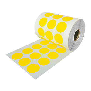 Rolo Etiqueta Bolinha Amarela 25X25mm Couchê Adesiva 1000UN (10M)
