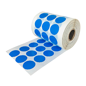 Rolo Etiqueta Bolinha Azul 25X25mm Couchê Adesiva 1000UN (10M)