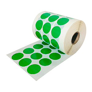 Rolo Etiqueta Bolinha Verde 25X25mm Couchê Adesiva 1000UN (10M)