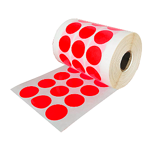 Rolo Etiqueta Bolinha Vermelha 25X25mm Couchê Adesiva 1000UN (10M)