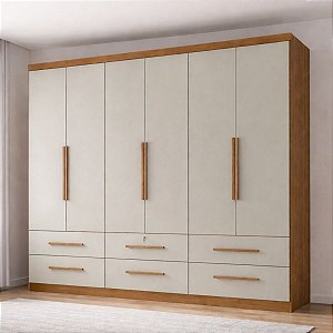 Guarda Roupa Zanzini Maximus Plus 6 Portas 6 Gavetas Cinamomo/Areia