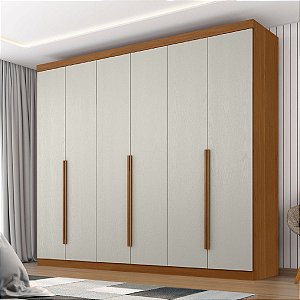 Guarda Roupas Zanzini New Monumental 6 Portas 4 Gavetas 271cm Cinamomo/Areia