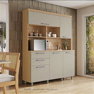 Armário de Cozinha Nesher Nobreza Modulado 5 Portas 2 Gavetas Carvalho/Greige