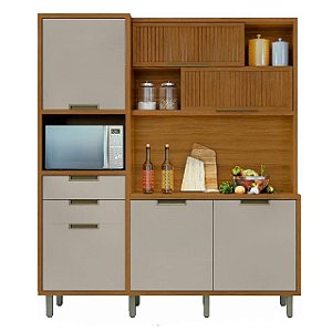 Kit Cozinha Nesher Loft Imperatriz 6 Portas 2 Gavetas Freijó com Grafite