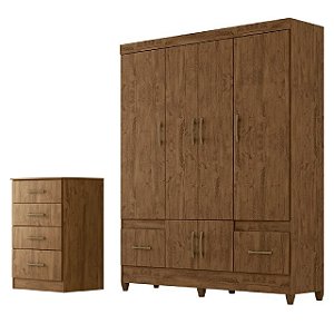Kit Moval (Roupeiro 912 + Cômoda 913)  Castanho Wood