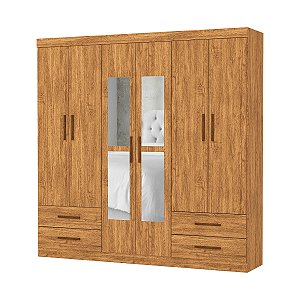 Guarda Roupa Carioca Hércules 6 Portas com Espelho Cinamomo