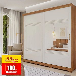 Guarda Roupa Panan 2 Portas 4 Gavetas Blumenal 243cm Cinamomo/Off