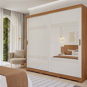 Guarda Roupa Panan 2 Portas 4 Gavetas Blumenal 243cm Cinamomo/Off