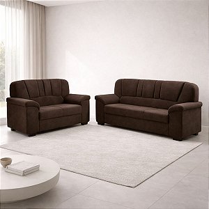 Conjunto Sofá 2 e 3 Lugares Flash Paris Suede Marrom