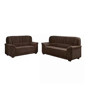 Conjunto Sofá 2 e 3 Lugares Flash Paris Suede Marrom