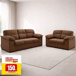 Conjunto Sofá Flash Chicago 2 e 3 Lugares D26 Marrom