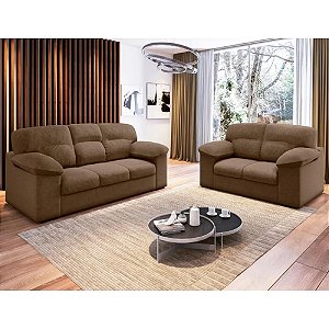 Conjunto Sofá Flash Chicago 2 e 3 Lugares D26 Marrom