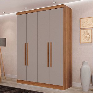 Guarda Roupa Salleto Recife 4 Portas 2 Gavetas Cinamomo/Off White