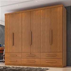 Guarda Roupa Zanzini Maximus Plus 6 Portas 6 Gavetas 230cm × 230cm × 46 cm Cinamomo