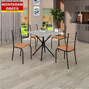 Mesa de Jantar Quadrada Teixeira Ipanema com 4 Cadeiras Jambo