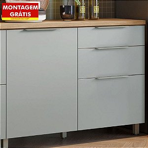 Balcão de Cozinha Nesher Modulado Marquesa 1 Porta 3 Gavetas Nature/Verde