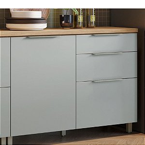 Balcão de Cozinha Nesher Modulado Marquesa 1 Porta 3 Gavetas Nature/Verde