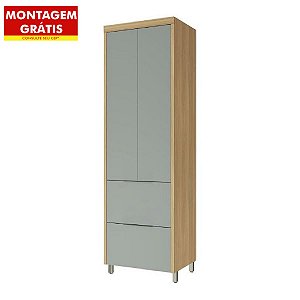 Paneleiro Nesher Marquesa Modulado 2 Portas 2 Gavetas Nature/Verde