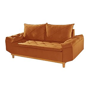 Sofá Boareto Berlim 3 Lugares Veludo Terracota