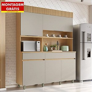 Armário de Cozinha Nesher Realeza Modulado 5 Portas 2 Gavetas Carvalho/Greige