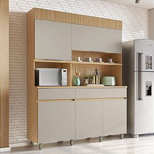 Armário de Cozinha Nesher Realeza Modulado 5 Portas 2 Gavetas Carvalho/Greige