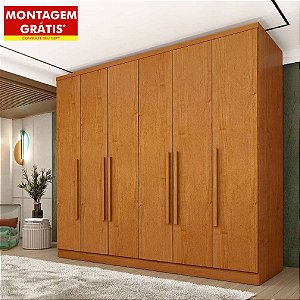 Guarda Roupa Tcil Veneza 6 Portas e 4 Gavetas 2,34m x 2,39m x 0,55m Cinamomo