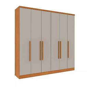Guarda Roupa Tcil Veneza 6 Portas e 4 Gavetas 2,34m x 2,39m x 0,55m Cinamomo com Off White
