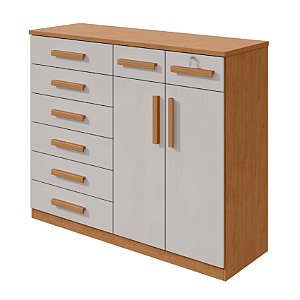 Cômoda Sapateira 8 Gavetas 2 Portas Lopas Toronto Amendoa Clean/Off White