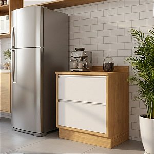 Balcão de Cozinha Itatiaia Lisboa 1 Porta 1 Gaveta Modulado Freijó/Off White