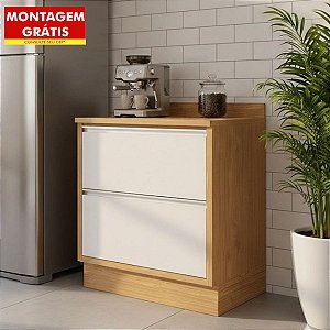 Balcão de Cozinha Itatiaia Lisboa 1 Porta 1 Gaveta Modulado Freijó/Off White