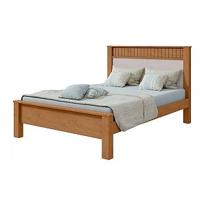 Cama Lopas Athenas 2022 Casal 1,40m Amendoa Clean com Off White