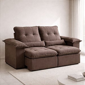 Sofá Retrátil Aifos Arsenal 2,30m Reclinável Pillow D28 Marrom