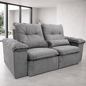 Sofá Aifos Arsenal 2,30m Retrátil Reclinável Pillow D28 Cinza