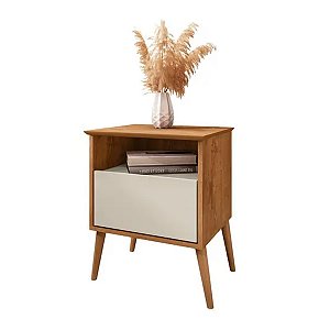 Mesa de Cabeceira Cancun 0,59m x 0,45m x 0,38m Nature com Off White