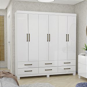 Guarda Roupas Carioca Dallas 6 Portas 6 Gavetas 153cm Branco