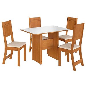 Mesa Indékes Evora/Lisboa 1,10m com 4 Cadeiras 797 Linho Freijó com Off White