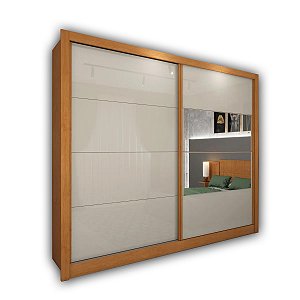 Guarda Roupa Tcil New Florida 2,75m x 2,34m x 0,55m Com 2 Espelhos 2 Portas Cinamomo com Off White