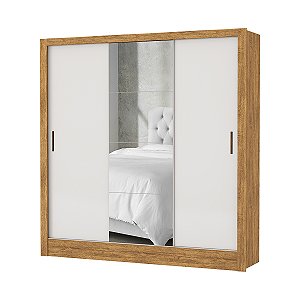 Guarda Roupa Santiago 3 Portas Plus com Pés 2,00x1,79x0,47 Cinamomo com Off White